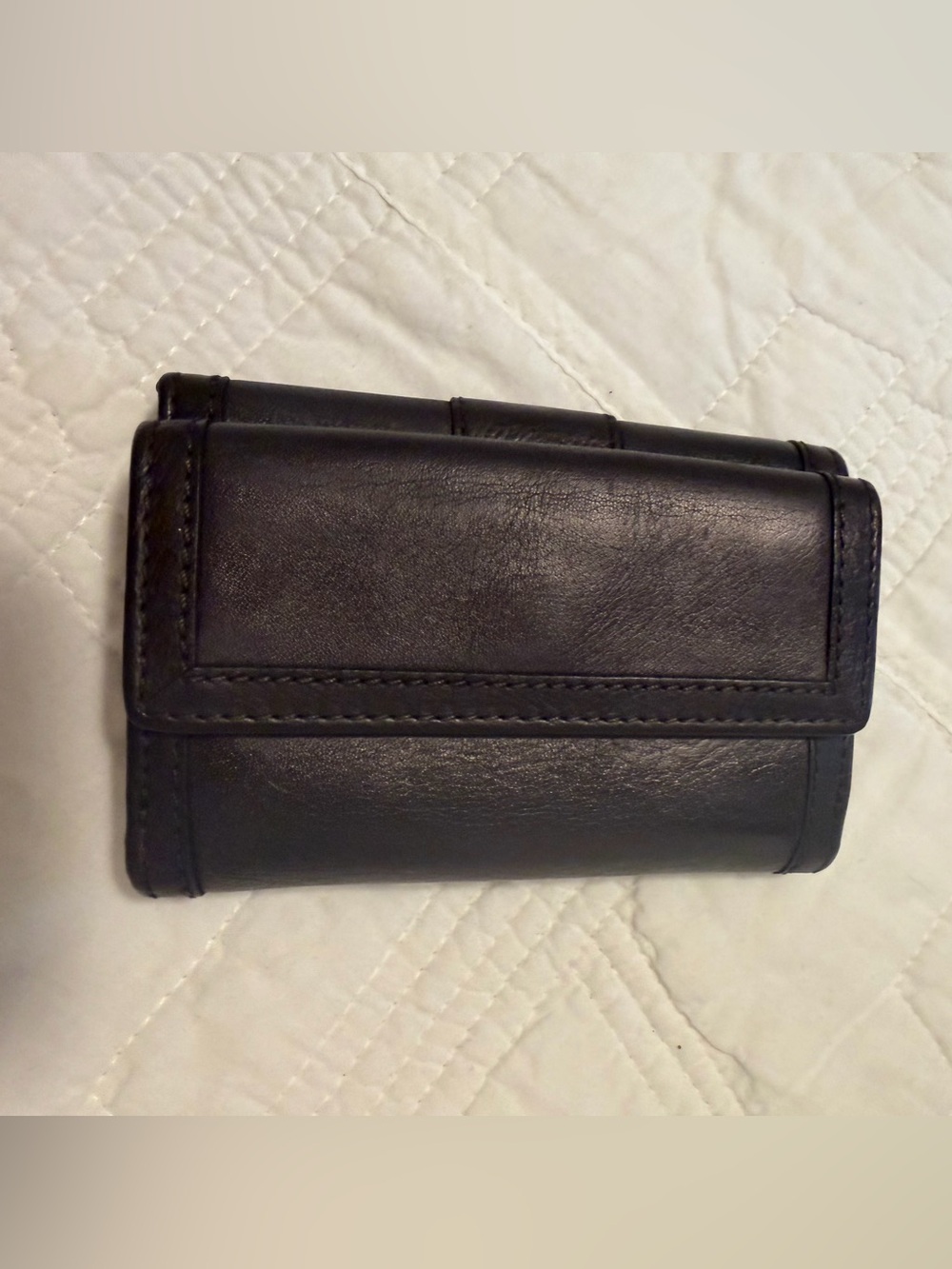 Coach Hampton Black Leather Trifold Wallet with Embossed Logo - Picture 8 of 9